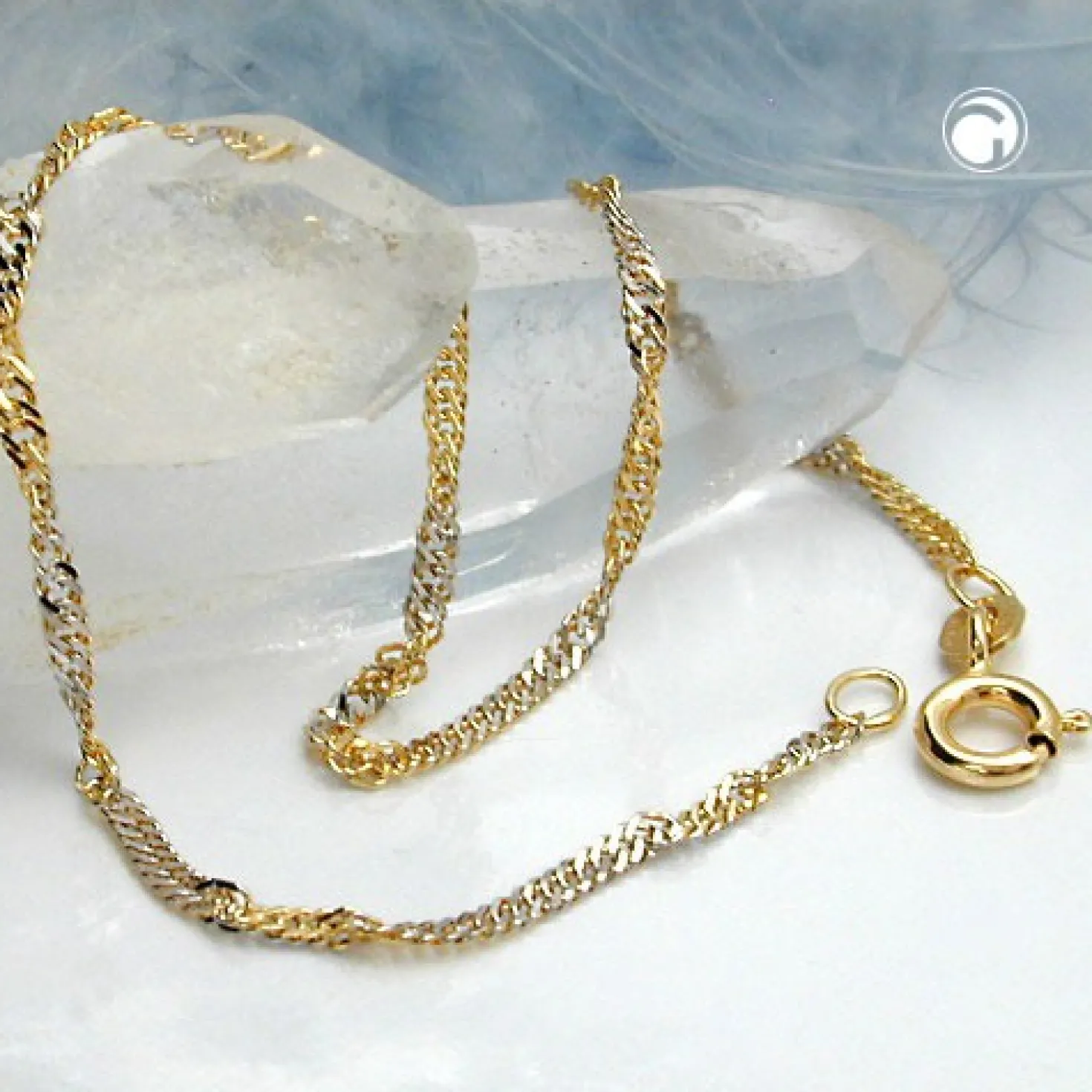 1,8mm Armband Singapur Kette Armkette aus 585 Gold bicolor 19cm