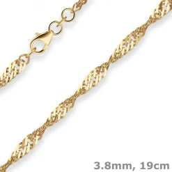 3,8mm Armband Singapurkette Goldarmband Armschmuck aus 585 Gold Gelbgold 19cm
