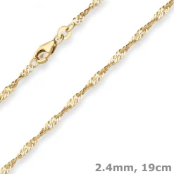 2,4mm Armband Singapurkette Goldarmband Armschmuck aus 585 Gold Gelbgold 19cm