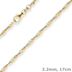 2,2mm Armband Singapurkette Goldarmband Armschmuck aus 585 Gold Gelbgold 17cm