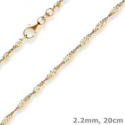 2,2mm Armband Singapurkette Goldarmband Armschmuck aus 585 Gold Gelbgold 20cm