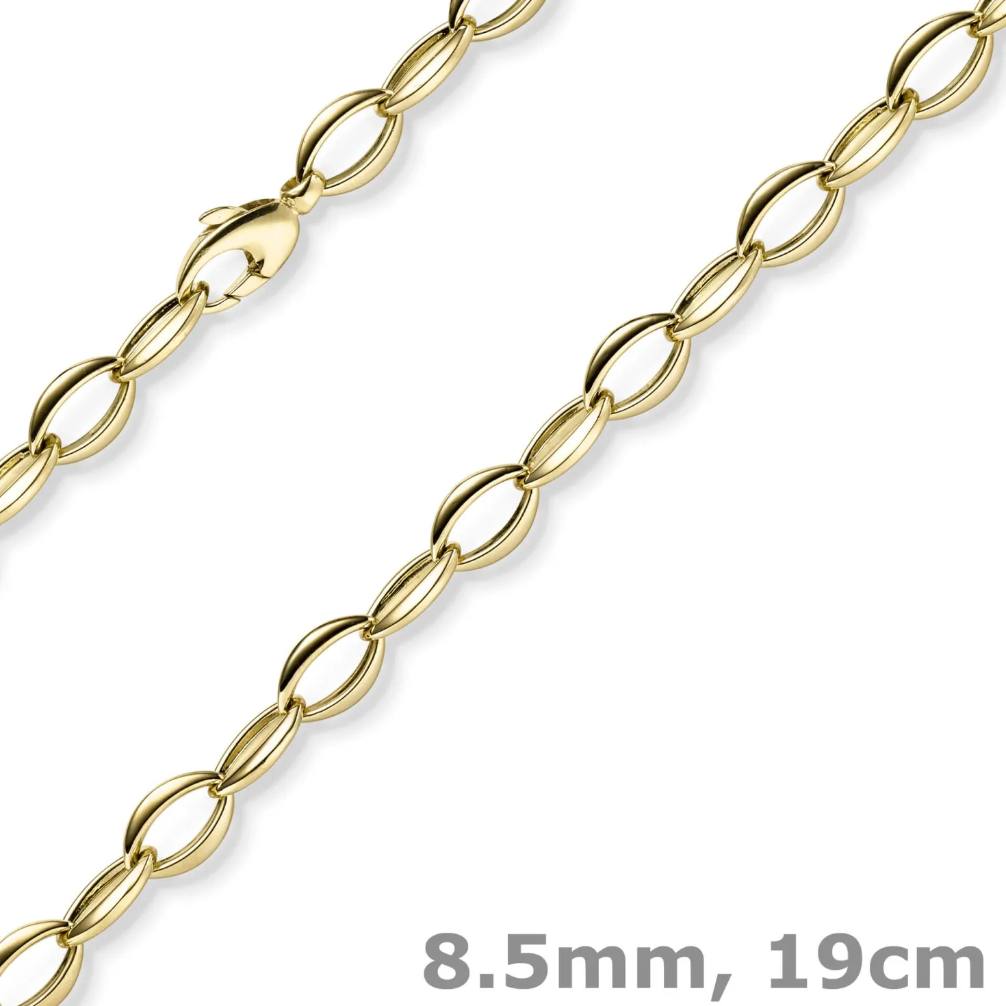 8,5mm Armband Spitzoval Armschmuck Armkette aus 585 Gold Gelbgold 19cm