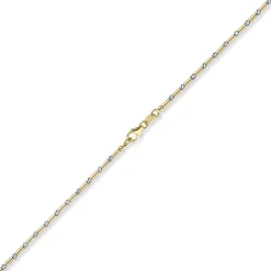 1,9mm Armband Stäbchen-Kugel diamantiert aus 585 Gold gelb/weiß bicolor 21cm