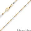 2,2mm Armband Tigeraugenkette Armschmuck aus 375 Gold gelb/weiß 19cm