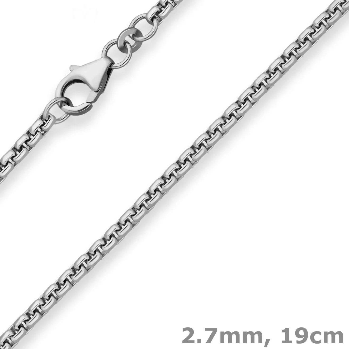 2,7mm Armband Veneziakette rund Armschmuck aus 925 Silber rhodiniert 19cm