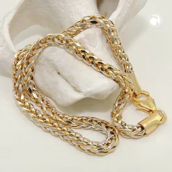 2,4mm Armband Zopfkette Armkette Armschmuck 585 Gold Gelbgold rhodiniert 19cm
