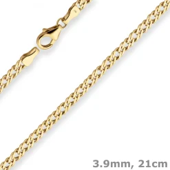 3,9mm Armband Zwillingspanzerkette Armschmuck aus 585 Gold Gelbgold 21cm