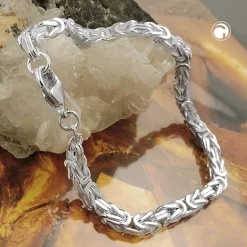 4mm Armschmuck Armband Armkette Königskette aus 925 Massiv Silber Unisex 19cm
