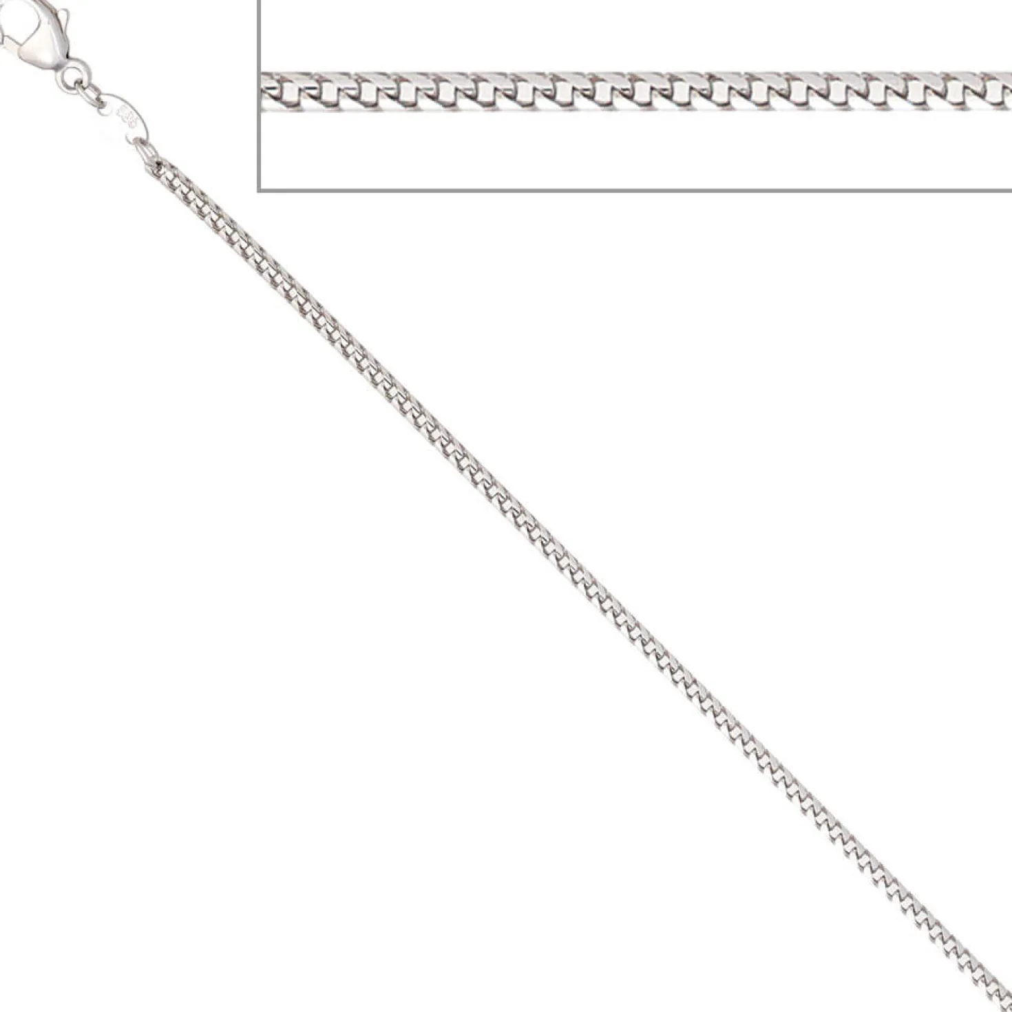 1,5mm Bingokette Kette Halskette Collier aus 585 Gold Weißgold 50cm