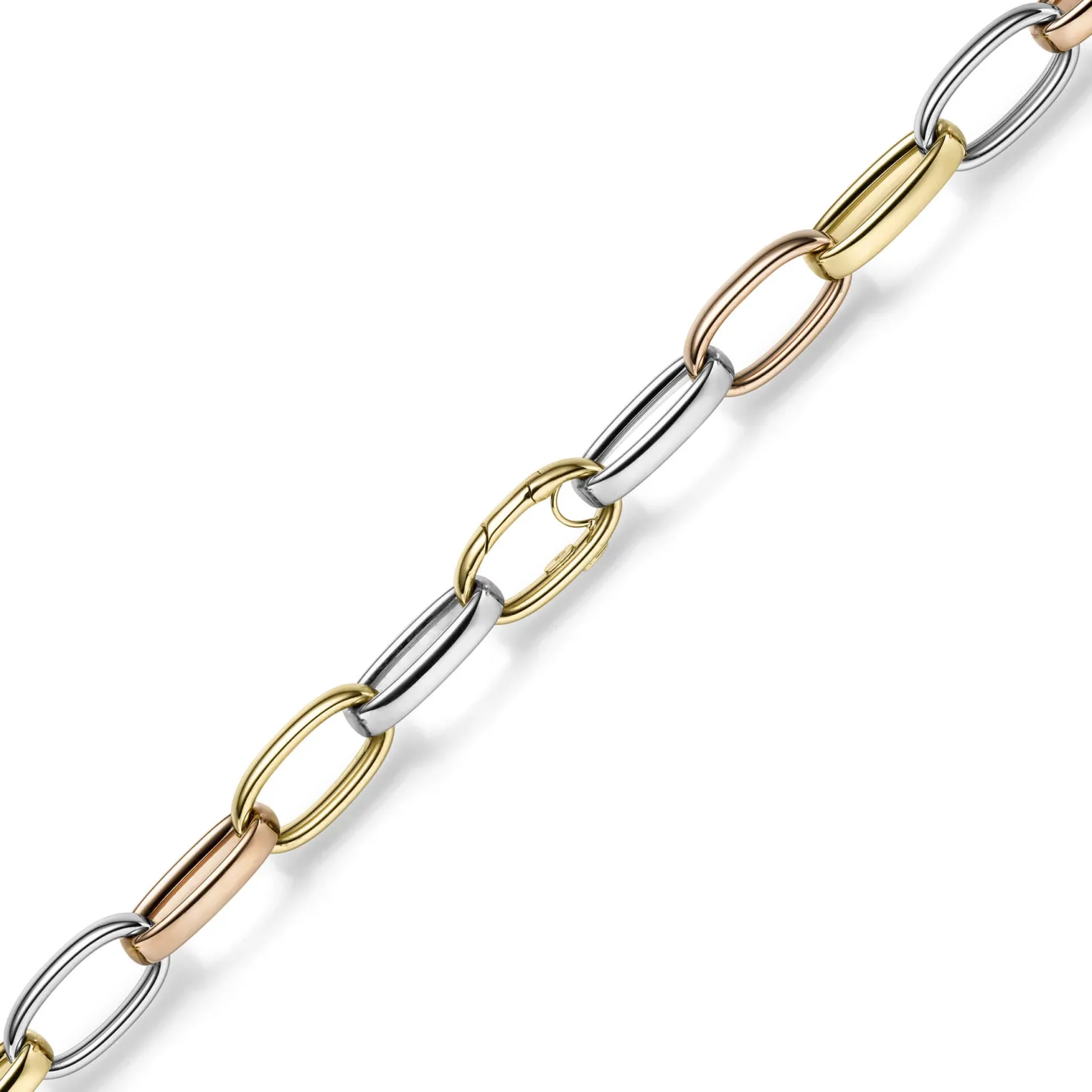 14mm breite Phantasie Kette Halskette Collier aus 585 Gold gelb/rot/weiß 60cm