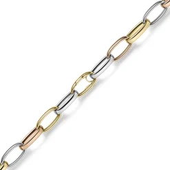 14mm breite Phantasie Kette Halskette Collier aus 585 Gold gelb/rot/weiß 50cm
