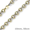 10mm breite Phantasiekette Halskette Collier aus 585 Gold gelb/weiß 50cm