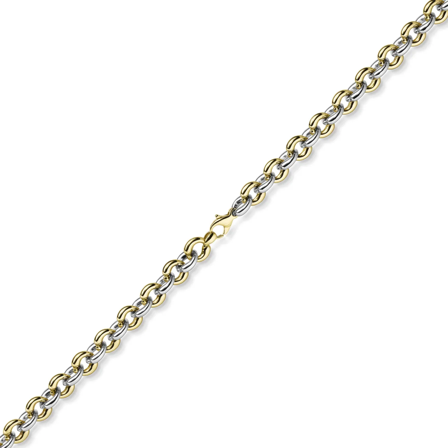 10mm breite Phantasiekette Halskette Collier aus 585 Gold gelb/weiß 45cm