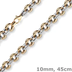 10mm breite Phantasiekette Halskette Collier aus 585 Gold weiß/rot 45cm