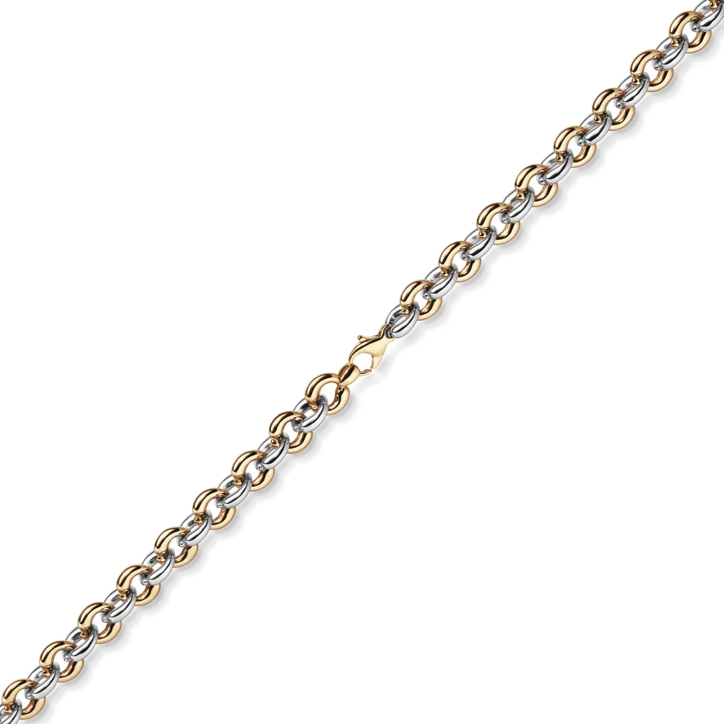 10mm breite Phantasiekette Halskette Collier aus 585 Gold weiß/rot 50cm