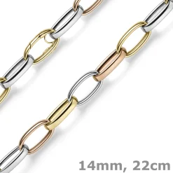 14mm breites Armband Armkette Armschmuck aus 585 Gold gelb/rot/weiß 22cm