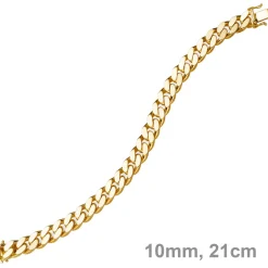 10mm breites Armband Armkette Panzerarmband 585 Gold Gelbgold 21cm