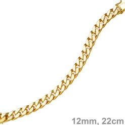12mm breites Armband Armkette Panzerarmband 585 Gold Gelbgold massiv 22cm