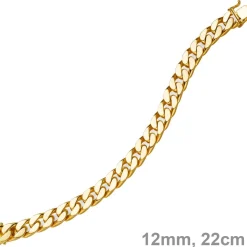 12mm breites Armband Armkette Panzerarmband 750 Gold Gelbgold massiv 22cm