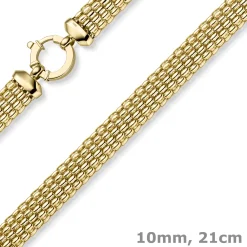 10mm breites Phantasie Armband Armkette aus 585 Gold Gelbgold 21cm