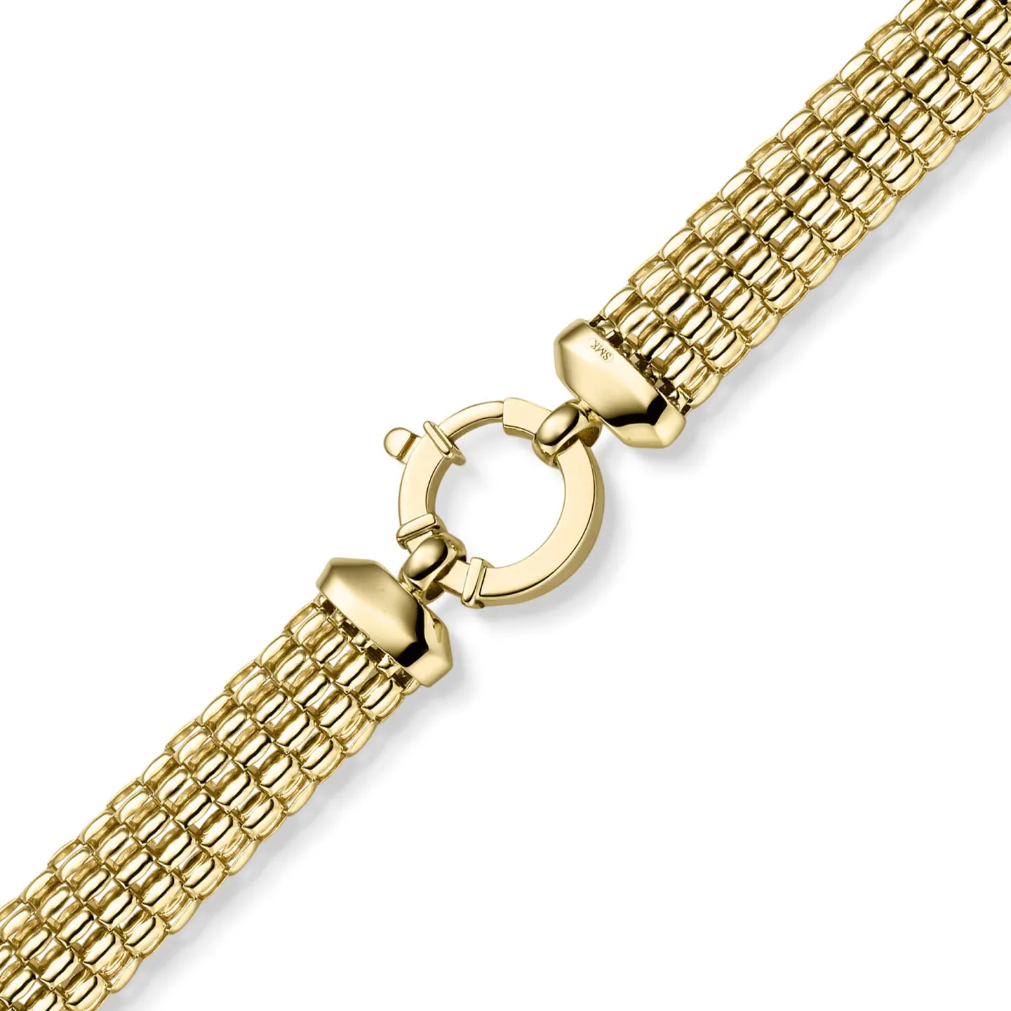 10mm breites Phantasie Armband Armkette aus 585 Gold Gelbgold 21cm