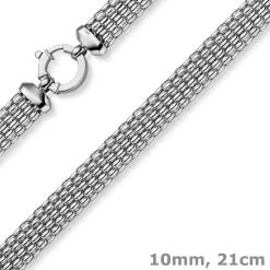 10mm breites Phantasie Armband Armkette aus 585 Gold Weißgold 21cm