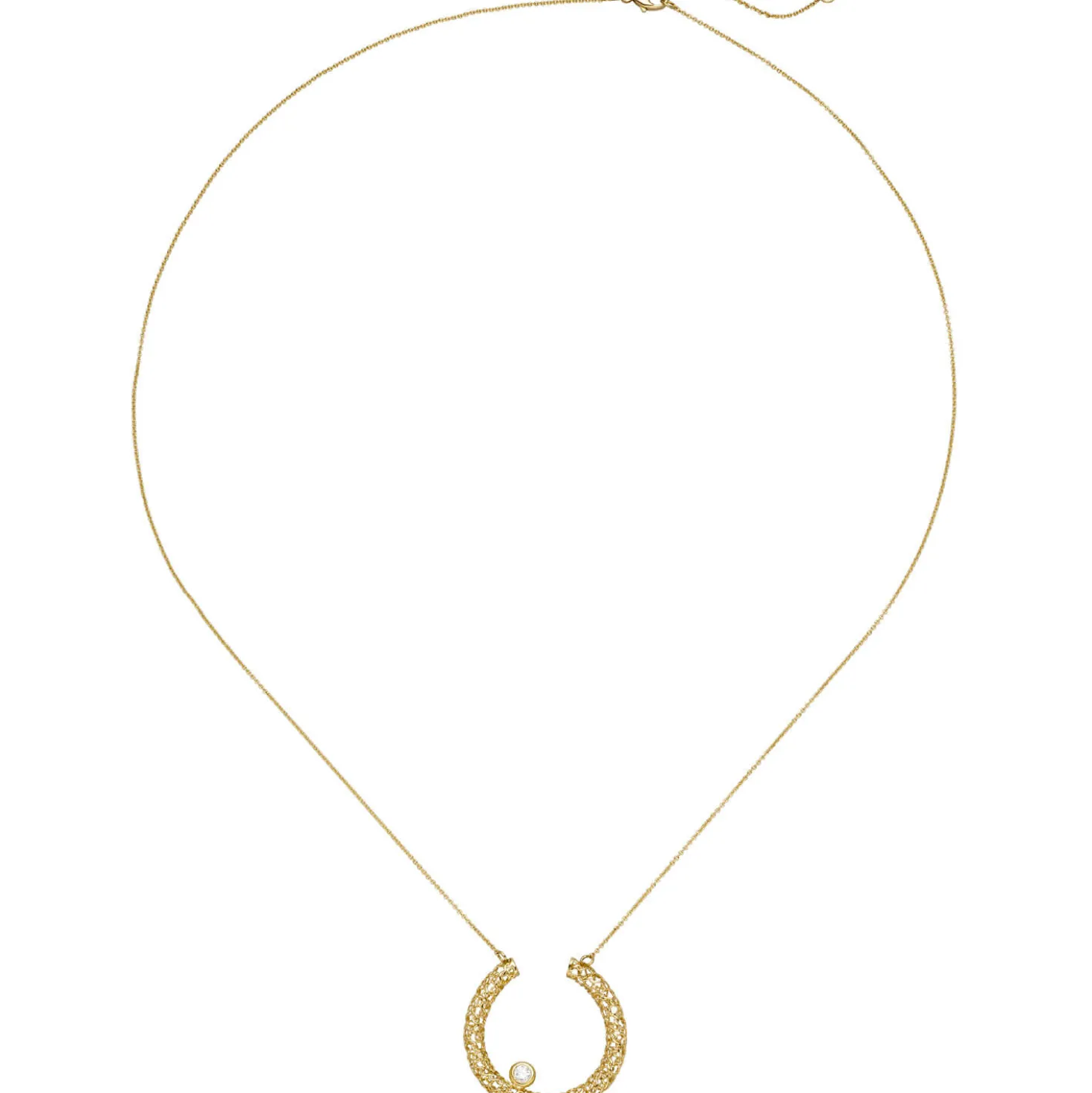 0,7mm Collier Ankerkette Anhänger mit Diamant 0.06Ct 750 Gelbgold 42-45cm