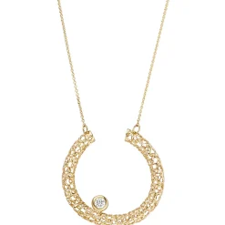 0,7mm Collier Ankerkette Anhänger mit Diamant 0.06Ct 750 Gelbgold 42-45cm