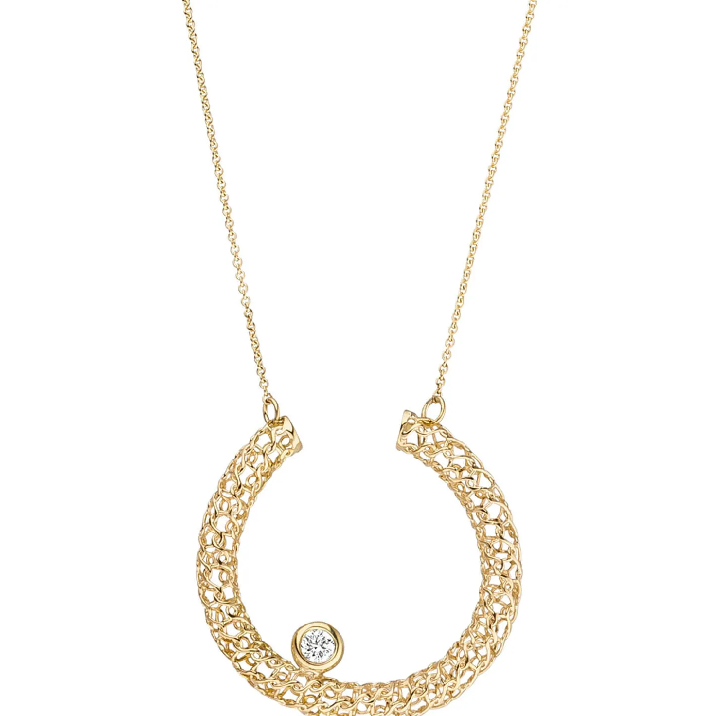 0,7mm Collier Ankerkette Anhänger mit Diamant 0.06Ct 750 Gelbgold 42-45cm