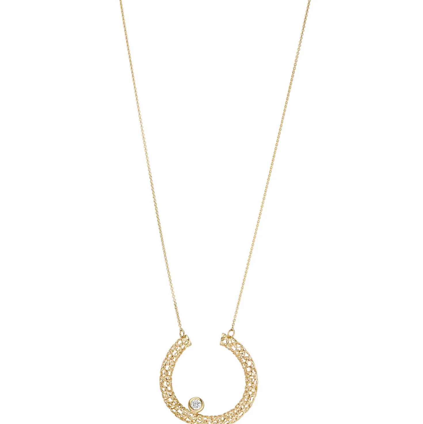 0,7mm Collier Ankerkette Anhänger mit Diamant 0.06Ct 750 Gelbgold 42-45cm