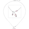 1,1mm Collier Ankerkette, Anhänger Zweig mit rosa Zirkonia, 925 Silber, 42-45cm