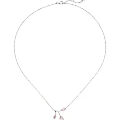 1,1mm Collier Ankerkette, Anhänger Zweig mit rosa Zirkonia, 925 Silber, 42-45cm
