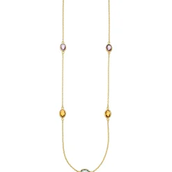 0,8mm Collier Ankerkette Blautopas Amethysten Citrinen 585 Gold Gelbgold 42-45cm