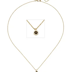 0,9mm Collier Ankerkette mit Anhänger aus Rauchquarz, 585 Gold Gelbgold, 45cm