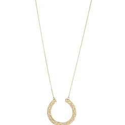 0,7mm Collier Ankerkette mit Anhänger geflochten, 750 Gold Gelbgold, 42-45cm