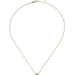 1mm Collier Ankerkette mit Anhänger Herz mit weißen Zirkonia, 375 Gold Gelbgold