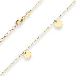 1,5mm Collier Ankerkette mit Gravurplatten rund flach 585 Gold Gelbgold 38-43cm