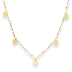 1,5mm Collier Ankerkette mit Gravurplatten rund flach 585 Gold Gelbgold 38-43cm