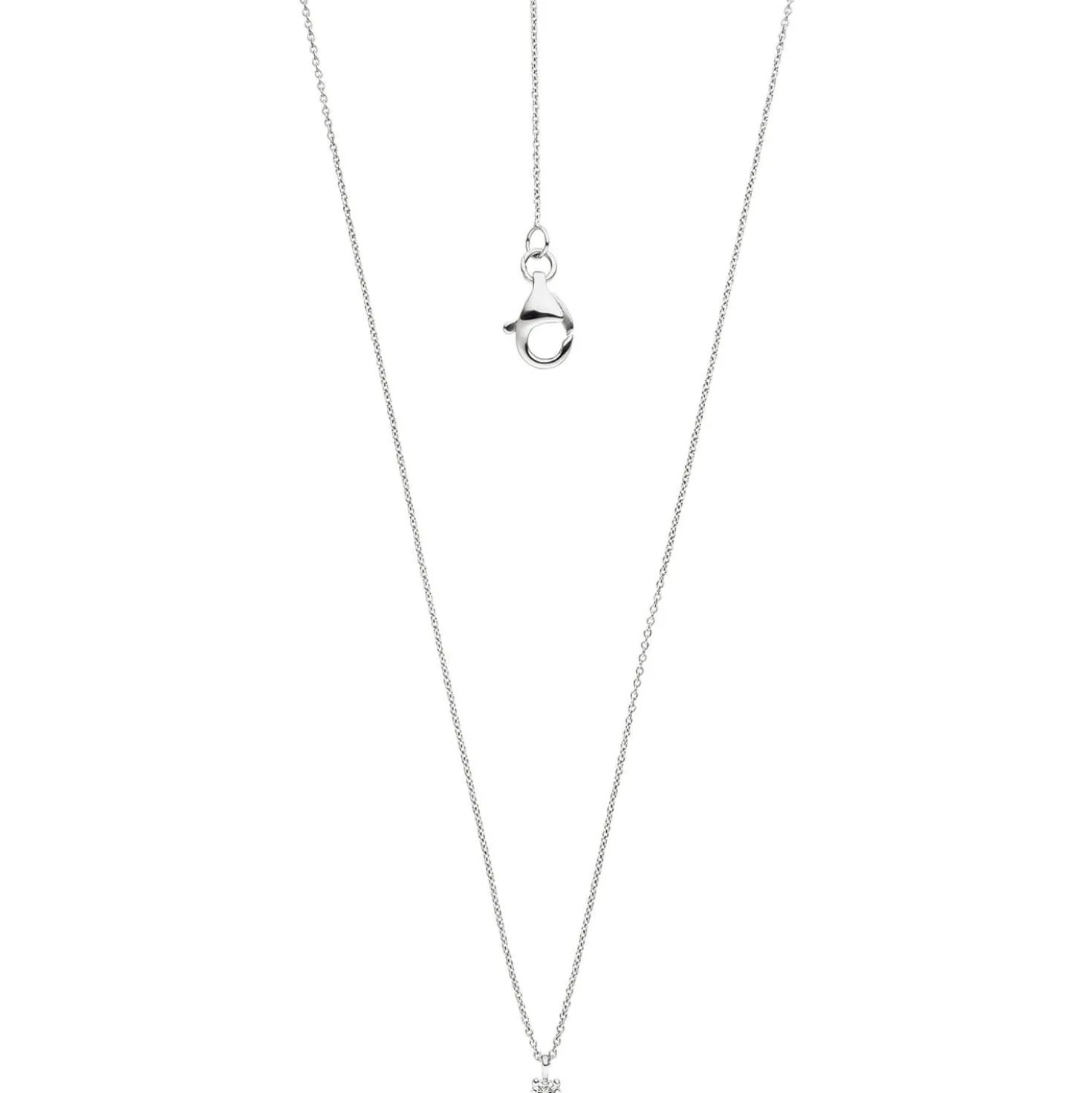 2,5mm Collier Ankerkette mit Solitär Diamant 0.07Ct W/SI 585 Gold Weißgold 45cm