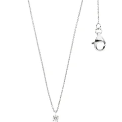 2,5mm Collier Ankerkette mit Solitär Diamant 0.07Ct W/SI 585 Gold Weißgold 45cm