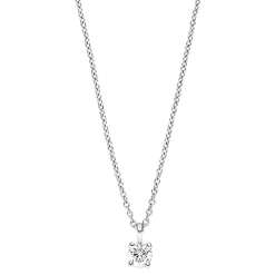 2,5mm Collier Ankerkette mit Solitär Diamant 0.07Ct W/SI 585 Gold Weißgold 45cm