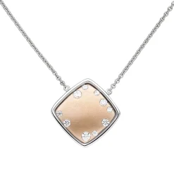 1,3mm Collier Ankerkette, Quadrat mit Zirkonia, 375 Gold Weißgold Rotgold, 45cm