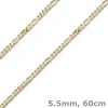 5,5mm Collier diamantierte Figarokette aus 585 Gold Gelbgold Halsschmuck, 60cm