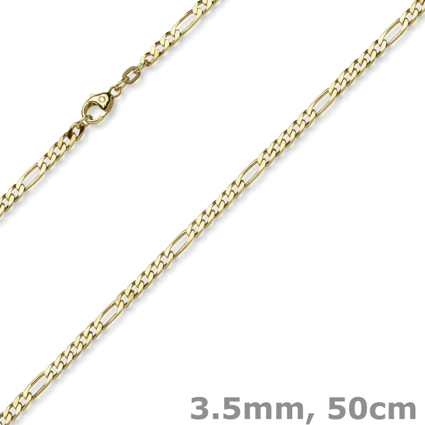 3,5mm Collier diamantierte Figaro-Kette aus 585 Gold Gelbgold Halsschmuck, 50cm