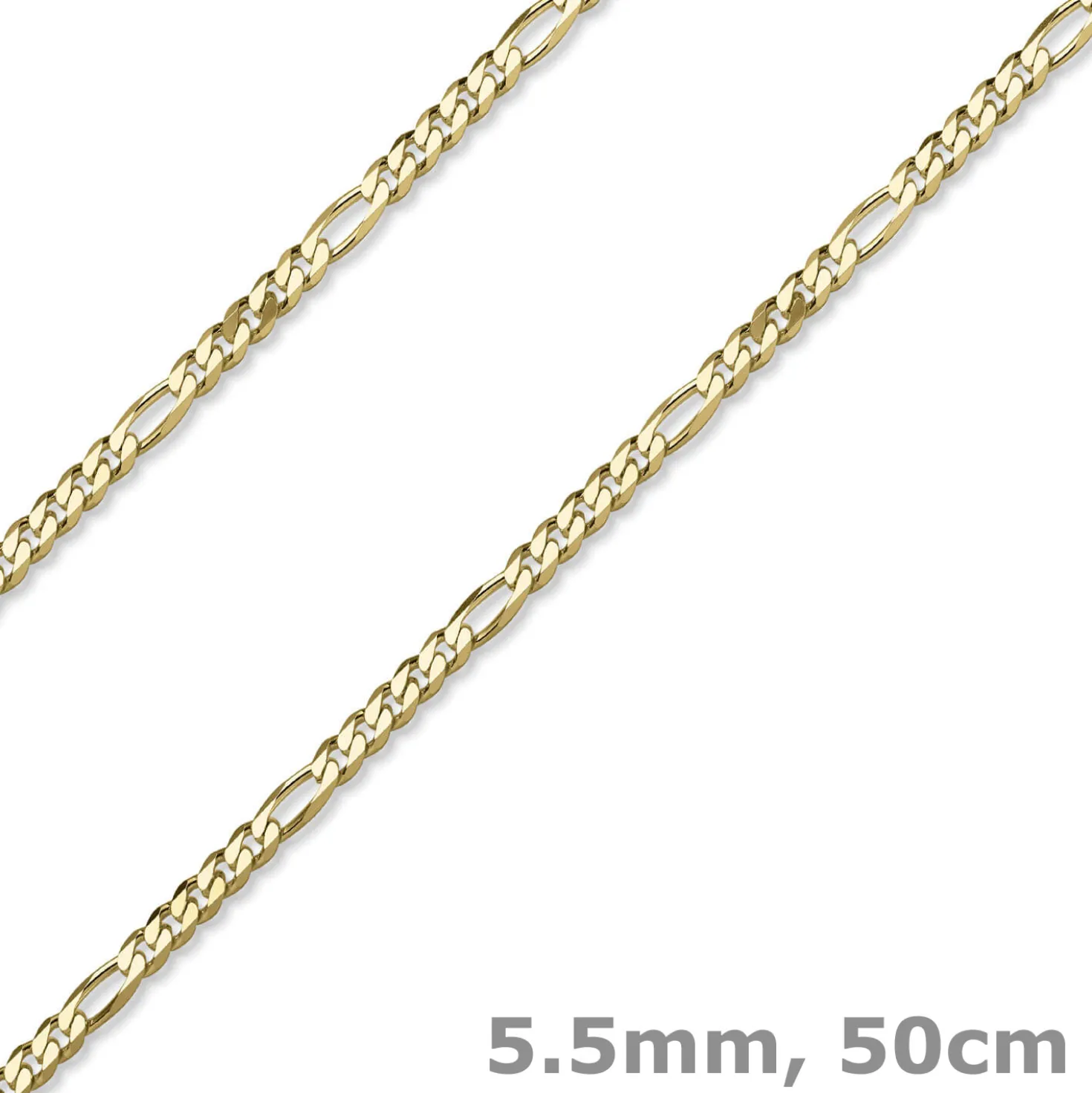 5,5mm Collier diamantierte Figarokette aus 585 Gold Gelbgold Halsschmuck, 50cm