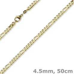 4,5mm Collier diamantierte Figarokette aus 585 Gold Gelbgold Halsschmuck, 50cm