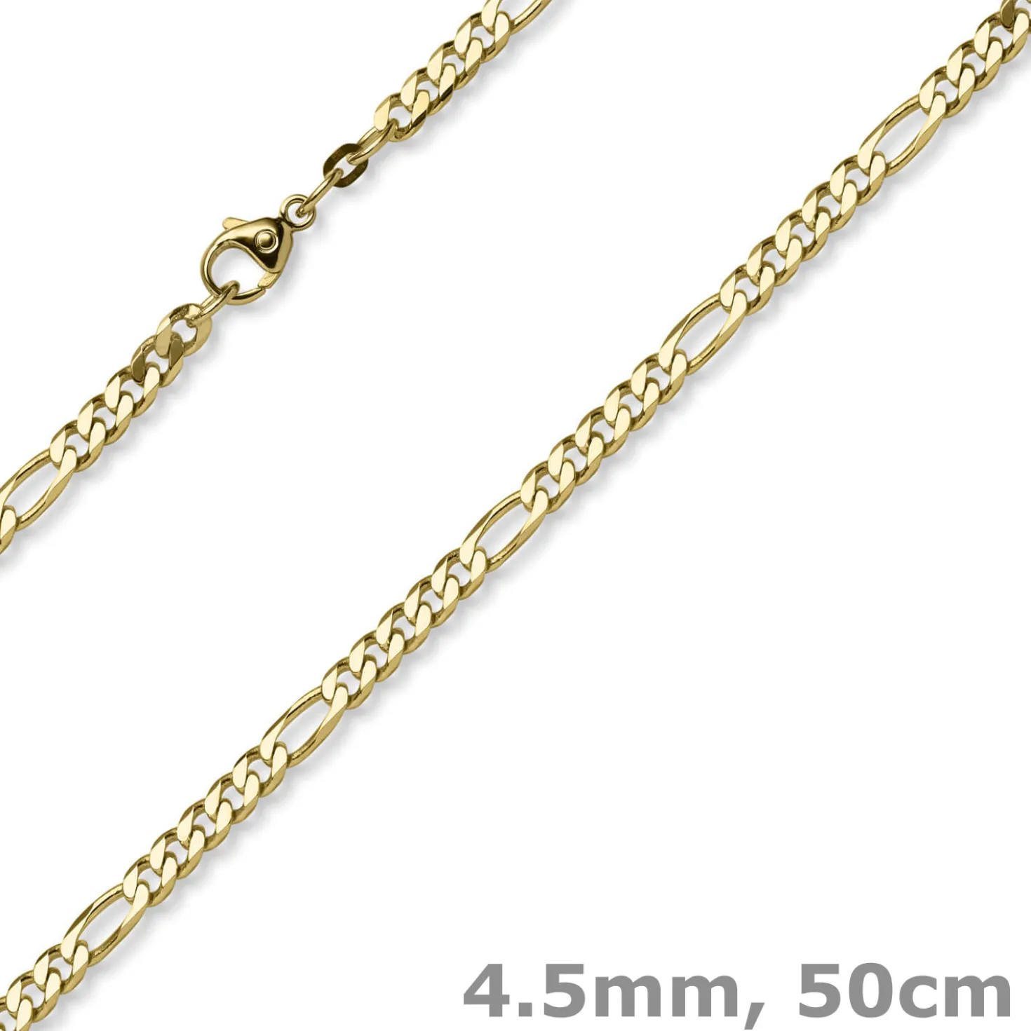 4,5mm Collier diamantierte Figarokette aus 585 Gold Gelbgold Halsschmuck, 50cm