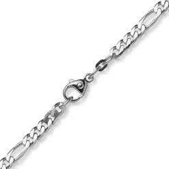 5,5mm Collier diamantierte Figarokette aus 585 Gold Weißgold Halsschmuck, 50cm