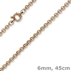 6mm Collier Erbskette aus 585 Gold Rotgold Halsschmuck Halskette Goldkette, 45cm