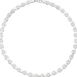 7,6mm Collier Halskette aus 925 Silber mattiert & gehämmert 45cm Halsschmuck